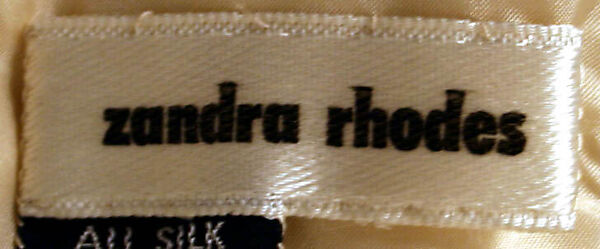 Evening ensemble, (a) Zandra Rhodes (British, founded 1969), silk, feathers, ink, British