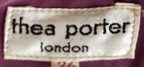 Nehru jacket, Thea Porter (British (born Israel), Jerusalem 1927–2000 London), silk, metal, British