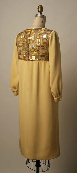 Cocktail dress, Yves Saint Laurent (French, founded 1961), silk, metallic thread, plastic, glass, French