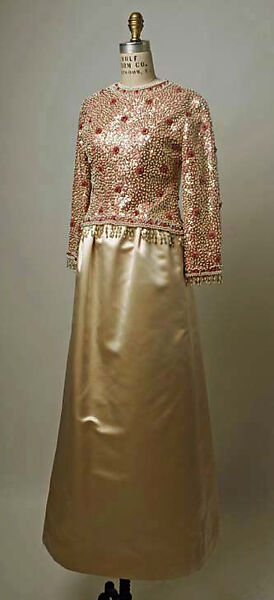 Evening ensemble, Yves Saint Laurent (French, founded 1961), silk, metal, plastic, glass, French 