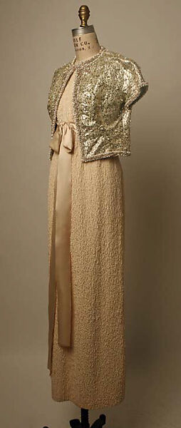 Evening ensemble, Yves Saint Laurent (French, founded 1961), silk, metallic thread, glass beads, French 