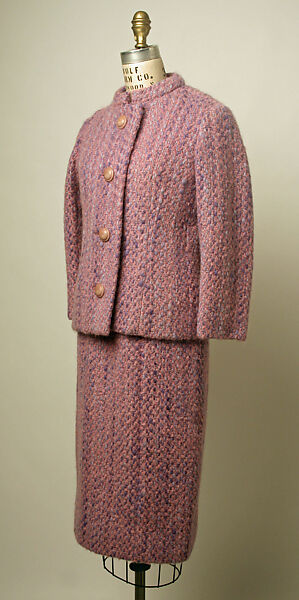 Suit, Yves Saint Laurent (French, founded 1961), wool, silk, cotton, wood, leather, French 