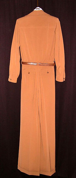 Jumpsuit, Yves Saint Laurent (French, founded 1961), wool, leather, silk, French