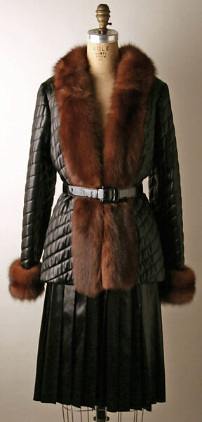 Jacket, Yves Saint Laurent (French, founded 1961), silk, fur, leather, French 