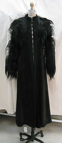 Coat, Yves Saint Laurent (French, founded 1961), leather, fur, silk, French 
