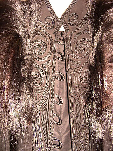 Coat, Yves Saint Laurent (French, founded 1961), leather, fur, silk, French