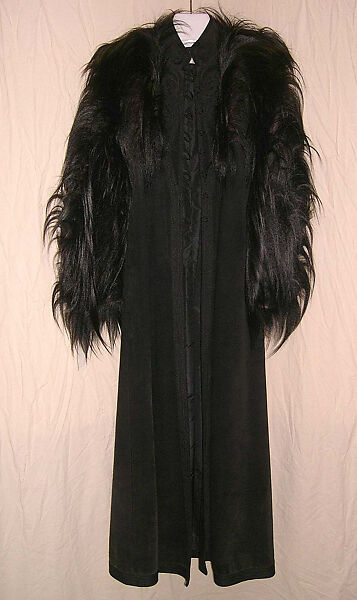 Coat, Yves Saint Laurent (French, founded 1961), leather, fur, silk, French