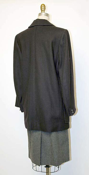 Ensemble, Yves Saint Laurent (French, founded 1961), a, c) wool
b) silk
d) fur, French