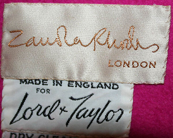Coat, Zandra Rhodes (British, founded 1969), wool, British