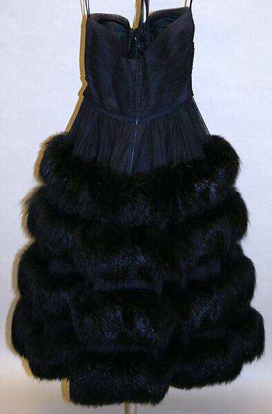 Evening dress, Traina-Norell (American, founded 1941), synthetic fiber, fur, American