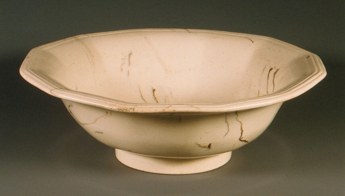 Wash Basin, United States Pottery Company (1852–58), Mottled brown earthenware, American 