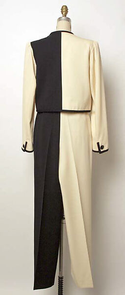 Ensemble, Yves Saint Laurent (French, founded 1961), (a, b) wool; (c) silk; (d) cotton, leather, French