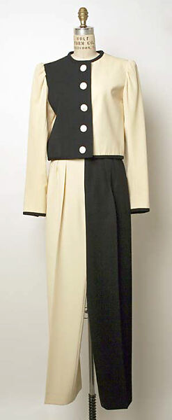 Ensemble, Yves Saint Laurent (French, founded 1961), (a, b) wool; (c) silk; (d) cotton, leather, French 