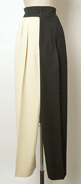 Ensemble, Yves Saint Laurent (French, founded 1961), (a, b) wool; (c) silk; (d) cotton, leather, French