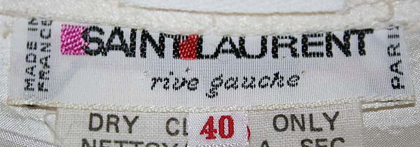 Evening ensemble, Yves Saint Laurent (French, founded 1961), (a) cotton; (b, c) silk; (d–f) synthetic fiber, plastic; (g, h) plastic, glass, metal, French