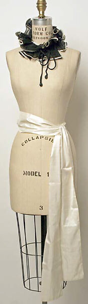 Evening ensemble, Yves Saint Laurent (French, founded 1961), (a) cotton; (b, c) silk; (d–f) synthetic fiber, plastic; (g, h) plastic, glass, metal, French