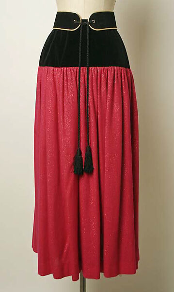 Evening ensemble, Yves Saint Laurent (French, founded 1961), silk, wool, leather, Lurex, chenille, metal, French