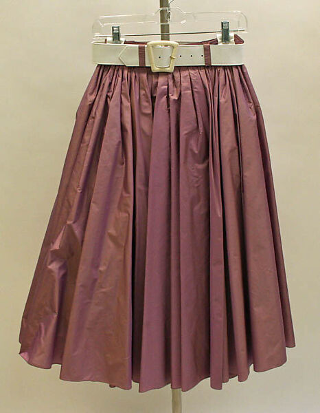 Evening ensemble, (a–f) Isaac Mizrahi (American, born 1961), (a) silk
(b–e) cotton
(f-h) leather, plastic (vinyl), American