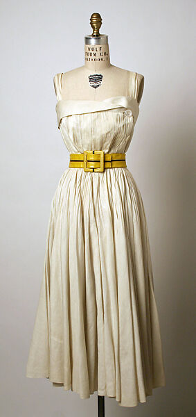 Dress, Schiaparelli (French, founded 1927), linen, leather, French 