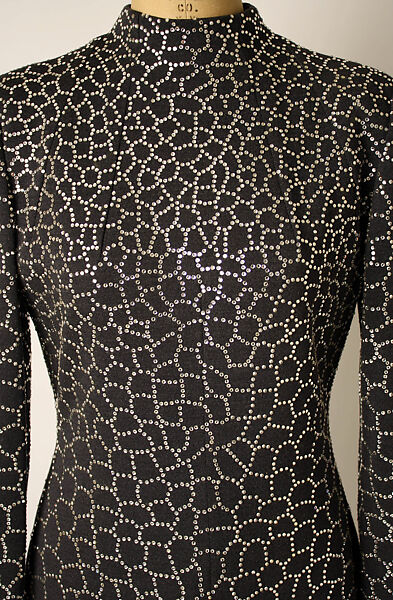 Evening dress, Pauline Trigère (American, born France, Paris 1908–2002 New York), wool, glass, American