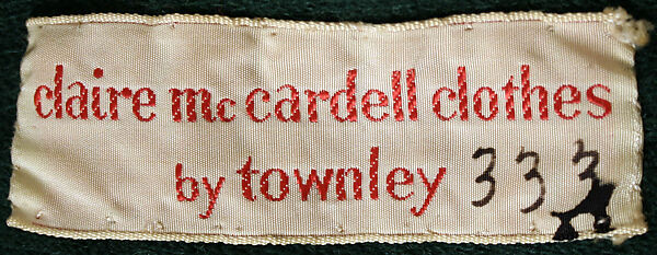 Dinner dress, Claire McCardell (American, 1905–1958), wool, American