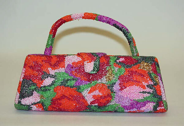 Purse, Nettie Rosenstein, Inc. (American, 1916–1961), silk, glass, American