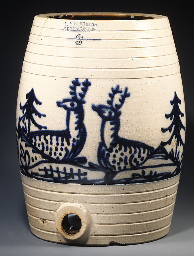 Water cooler, Julius and Edward Norton (active 1850–59), Stoneware, American