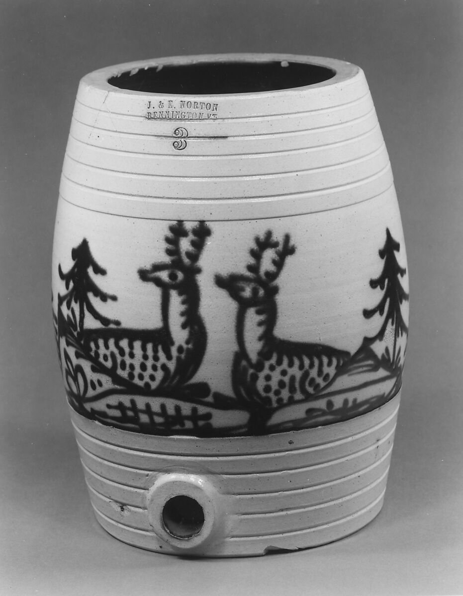 Water cooler, Julius and Edward Norton (active 1850–59), Stoneware, American
