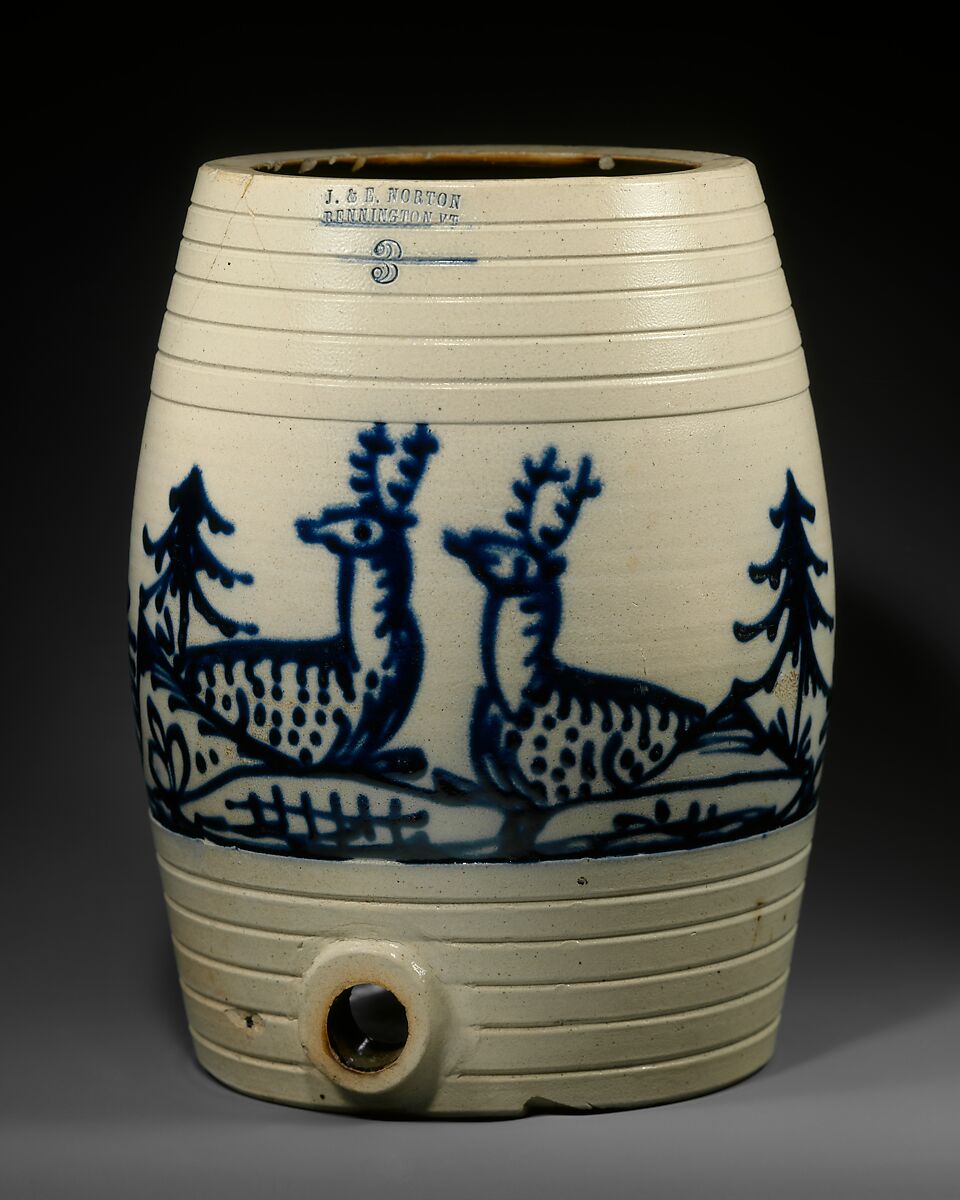 Water cooler, Julius and Edward Norton (active 1850–59), Stoneware, American