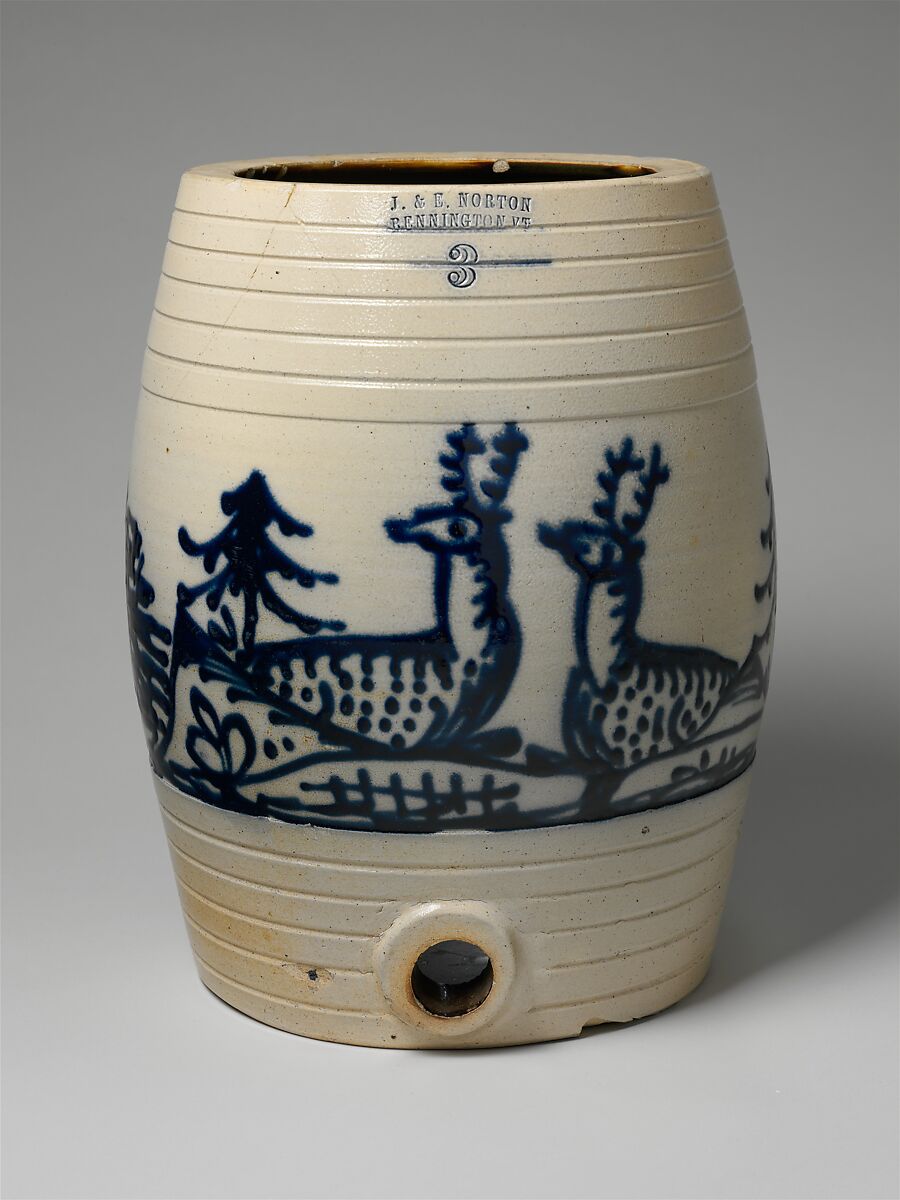 Water cooler, Julius and Edward Norton (active 1850–59), Stoneware, American 