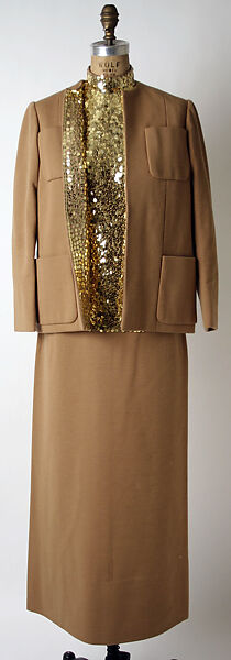 Evening ensemble, Norman Norell (American, Noblesville, Indiana 1900–1972 New York), wool, silk, plastic, American