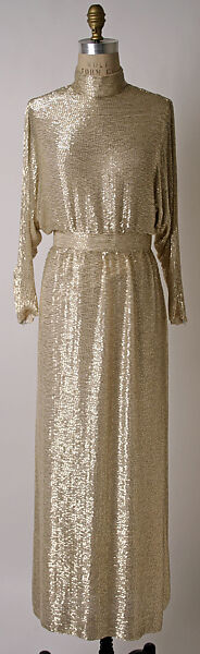 Evening dress, Norman Norell (American, Noblesville, Indiana 1900–1972 New York), silk, glass, American 