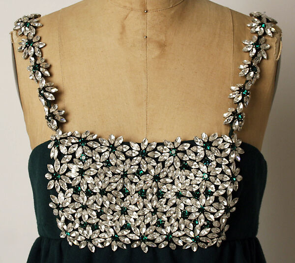 Evening dress, James Galanos (American, Philadelphia, Pennsylvania, 1924–2016 West Hollywood, California), wool, glass, American