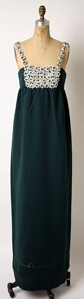 Evening dress, James Galanos (American, Philadelphia, Pennsylvania, 1924–2016 West Hollywood, California), wool, glass, American 