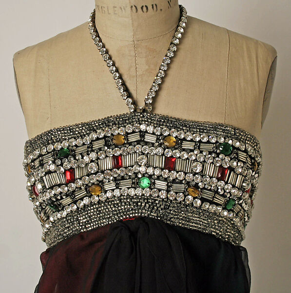 Evening dress, James Galanos (American, Philadelphia, Pennsylvania, 1924–2016 West Hollywood, California), silk, glass, American