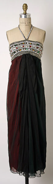 Evening dress, James Galanos (American, Philadelphia, Pennsylvania, 1924–2016 West Hollywood, California), silk, glass, American 