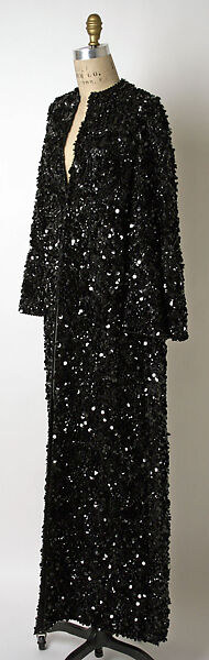 Evening coat, James Galanos (American, Philadelphia, Pennsylvania, 1924–2016 West Hollywood, California), silk, plastic, glass, American