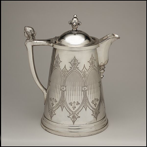 Pitcher, Meriden Britannia Company (American, West Meriden, Connecticut, 1852–98), Silver plate, American 