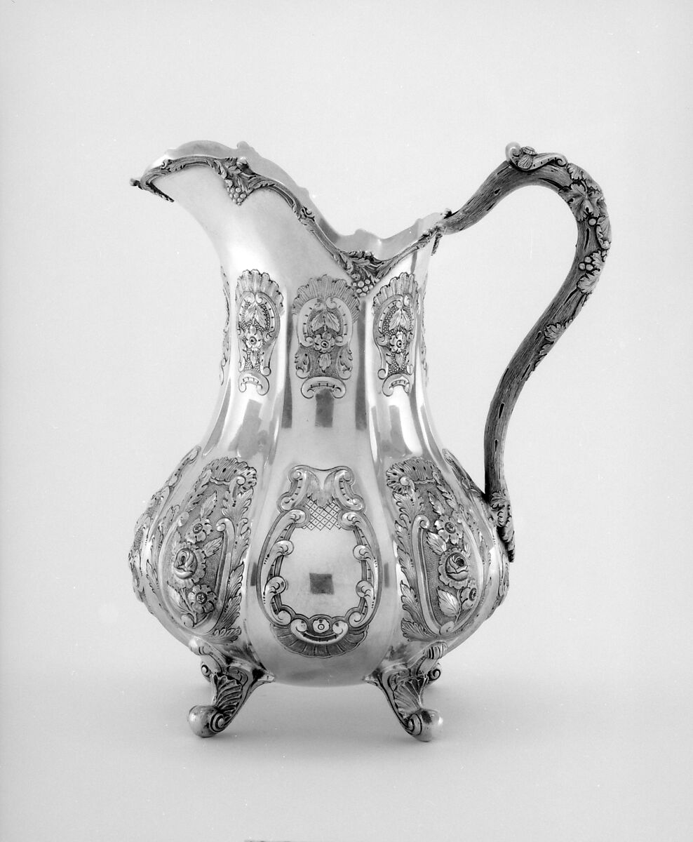 Water Pitcher, William F. Ladd (active 1829–ca. 1889), Silver, American 