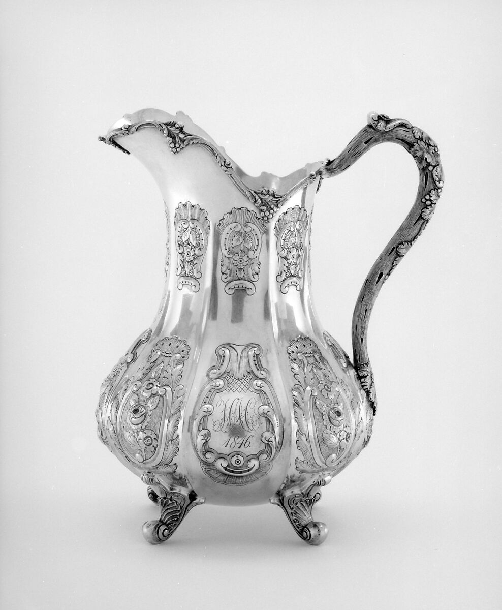 Water Pitcher, William F. Ladd (active 1829–ca. 1889), Silver, American 
