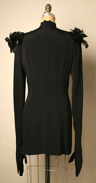 Dress, Rifat Ozbek (British, born Turkey, 1953), acetate/rayon blend, feathers, British