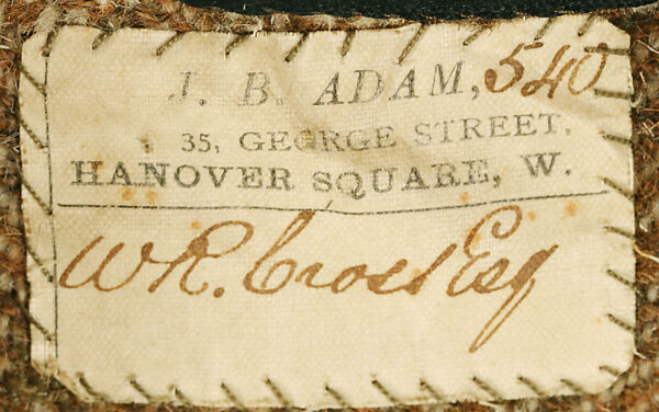 Coat, J. P. Adam (British), a,b) wool, British