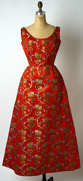 Evening dress, Adele Simpson (American, New York 1904–1995 Greenwich, Connecticut), Silk, metal, American 