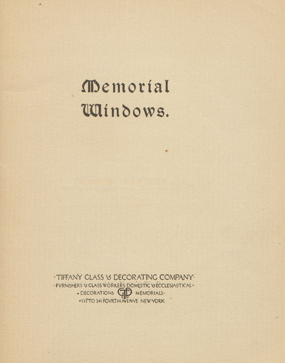 Memorial windows, Tiffany Glass and Decorating Company (American, 1892–1902)