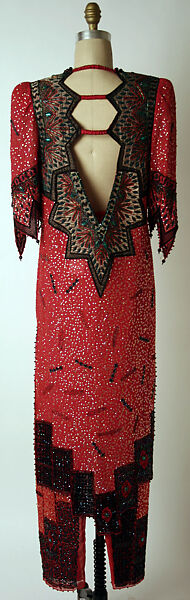 Ensemble, Zandra Rhodes (British, founded 1969), silk, glass, plastic, British