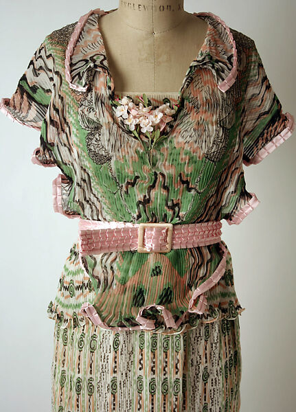 Evening ensemble, Zandra Rhodes (British, founded 1969), polyester, nylon, British