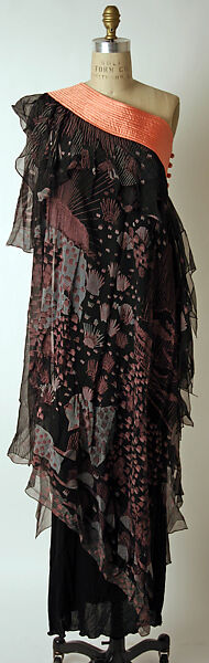 Evening dress, Zandra Rhodes (British, founded 1969), silk, acetate, British 