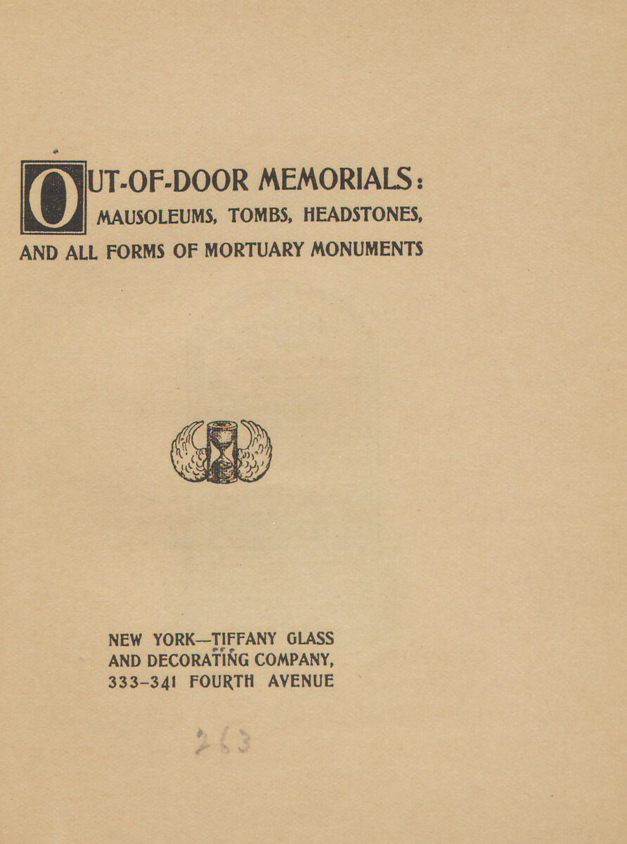 Out-of-door memorials : mausoleums, tombs, headstones and all forms of mortuary monuments, Tiffany Studios (1902–32)