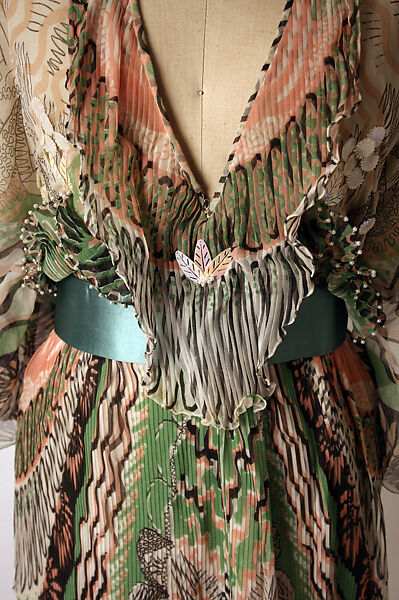 Evening dress, Zandra Rhodes (British, founded 1969), silk, plastic, British