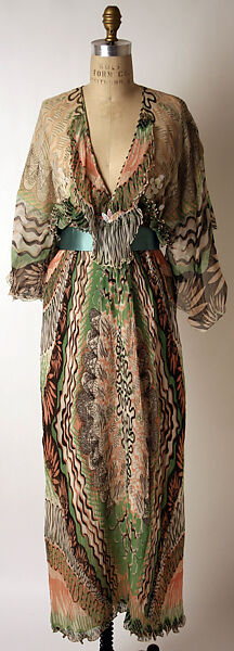 Evening dress, Zandra Rhodes (British, founded 1969), silk, plastic, British 